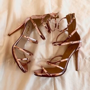 Amazing pink Metallic stiletto sandals size Woman's 14US
